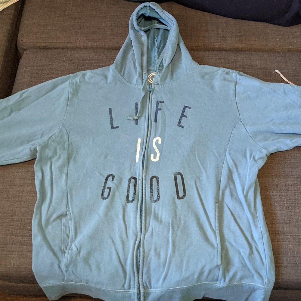 Life Is Good XL zip hoodie aqua